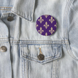 Fleur de Lis-mönster, Royal French kräm på lila Knapp