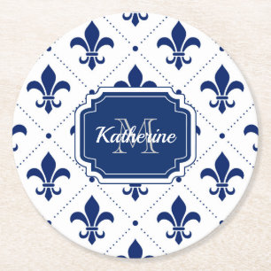 Fleur-de-lis Mönster Underlägg Papper Rund
