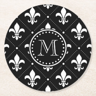 Fleur De Lis Mönster Underlägg Papper Rund