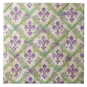 Fleur-de-lis mönster - vattenfärgsris kakelplatta