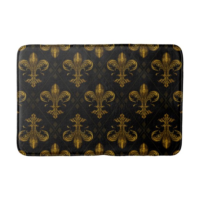 Fleur-de-lis mönster vintage guld badrumsmatta (Framsidan)