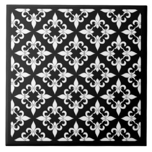 Fleur de Lis Mönstra ebenholts belägger med tege Kakelplatta