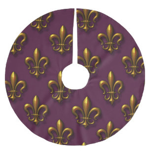 Fleur De Lis Mönstra Julgransmatta Borstad Polyester