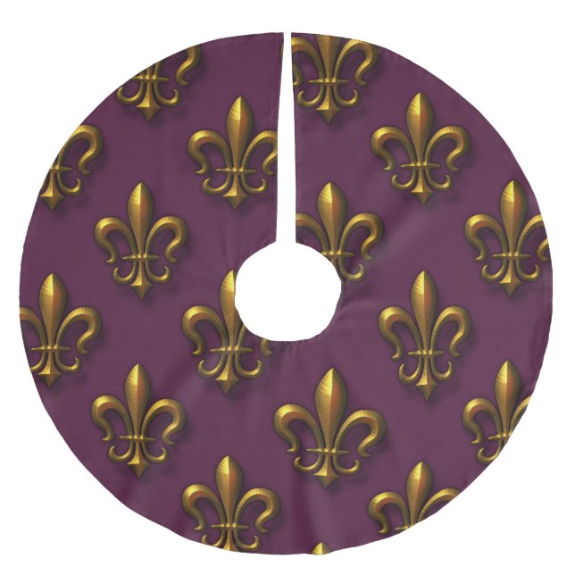 Fleur De Lis Mönstra Julgransmatta Borstad Polyester (Framsidan)
