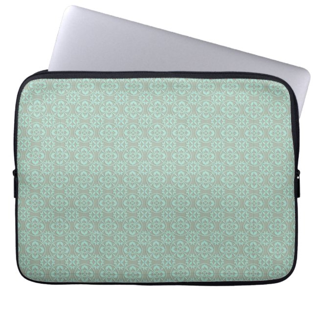 Fleur De Lis Mönstra - ljusa Mint och kakier Laptop Sleeve (Framsidan)
