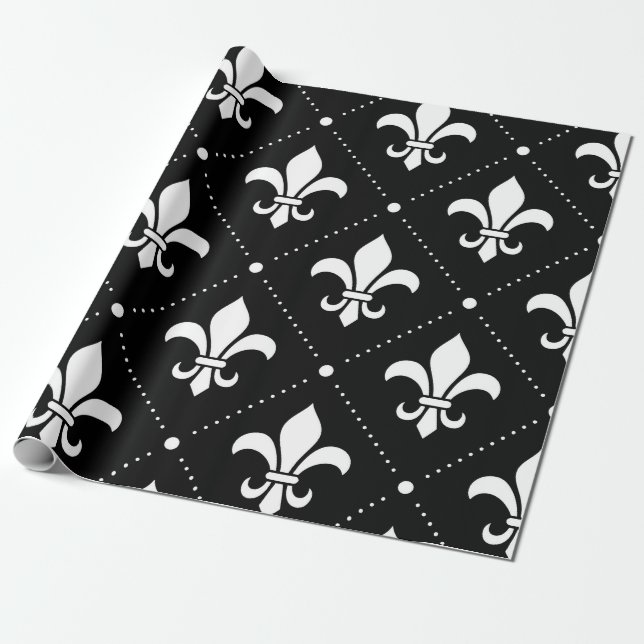 Fleur De Lis Mönstra Presentpapper (Utrullad)