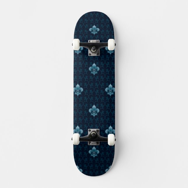 Fleur De Lis Mönstra Skateboard Bräda 20,5 Cm (Framsida)