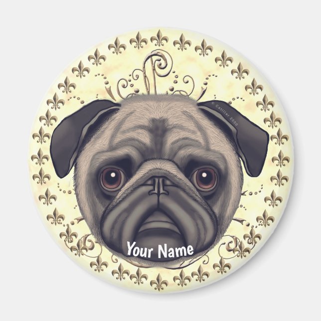 Fleur De Lis Mops Magnet (Framsidan)