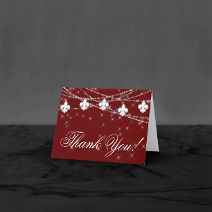 Fleur de Lis Mörk Red Ljus Elegant Photo Tack Kort