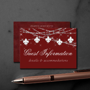 Fleur de Lis Mörk Red Ljus Information om gäst f Tilläggskort