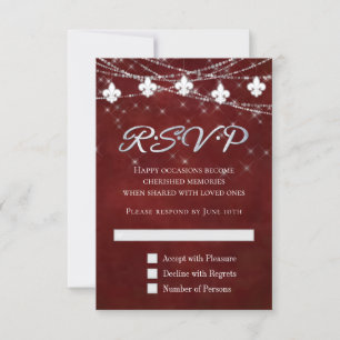 Fleur de Lis Mörk Red Ljus Moody brott OSA Kort