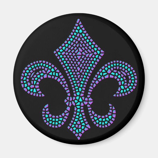 Fleur De Lis Mosaic Bevel Pastel Magnet (Framsidan)