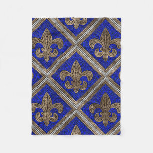 Fleur-de-lis-mosaikplattan mönster fleecefilt