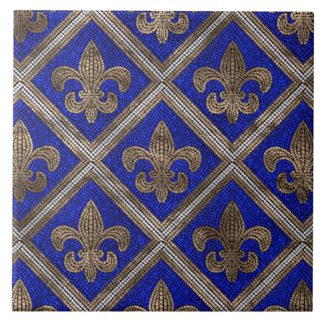 Fleur-de-lis-mosaikplattan mönster kakelplatta (Framsidan)