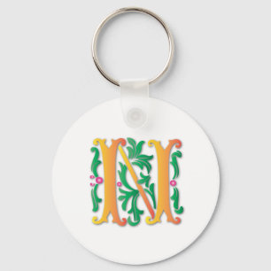 Fleur-de-lis N Monogram Nyckelring