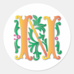 Fleur-de-lis N Monogram Runt Klistermärke