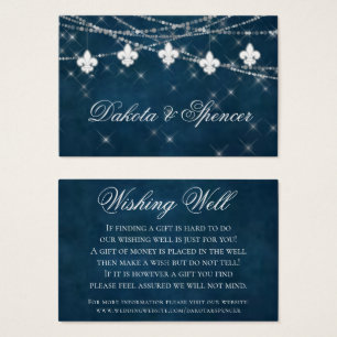 Fleur de Lis Navy Blue Light Rustisk Wishing wel Visitkort