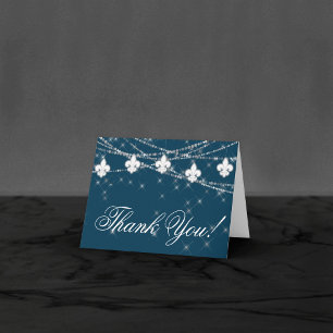 Fleur de Lis Navy Blue Ljus Foto för Rustic Chic Tack Kort