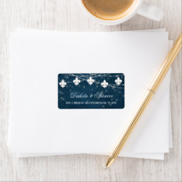 Fleur de Lis Navy Blue Ljus | Rustic Adress Adressetikett