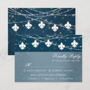 Fleur de Lis Navy Blue Ljus Val av slutprodukt f OSA Kort