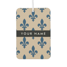 Fleur de Lis, Navy Blue on Beige, Royal, Your Name