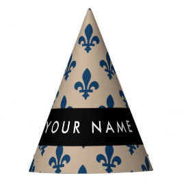 Fleur de Lis, Navy Blue on Beige, Royal, Your Name