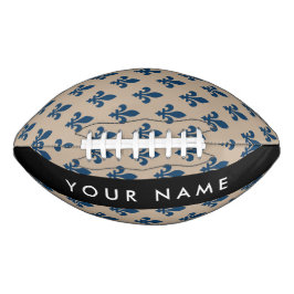 Fleur de Lis, Navy Blue on Beige, Royal, Your Name
