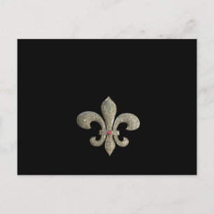 Fleur de lis NOLA Bride Bling Vykort