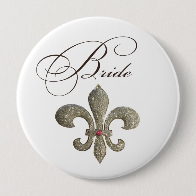 Fleur de lis NOLA brud Bling Knapp (Framsida)