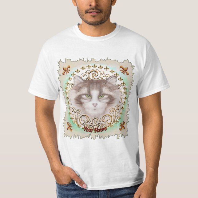 Fleur De Lis Norsk Skogkatt T Shirt (Framsida)