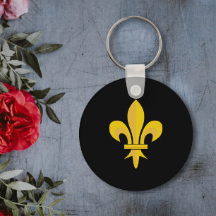 Fleur de Lis on Black Keychain Nyckelring