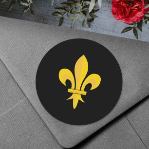 Fleur de Lis on Black Sticker Runt Klistermärke