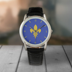 Fleur de Lis on Royal Blue Watch Armbandsur