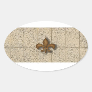 Fleur de Lis on Stone Ovalt Klistermärke