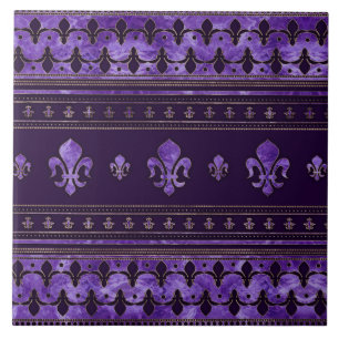 Fleur-de-lis-ornament Amethyst-lila Kakelplatta