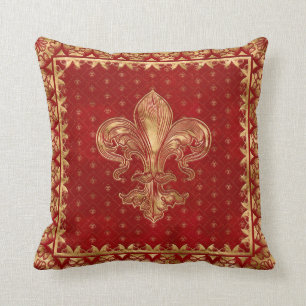 Fleur-de-lis ornament Luxury Red Kudde