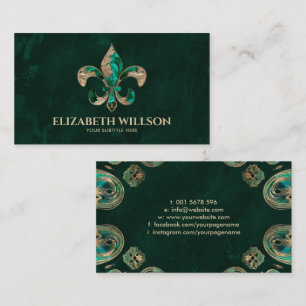 Fleur-de-lis Ornament Malachite och guld Visitkort