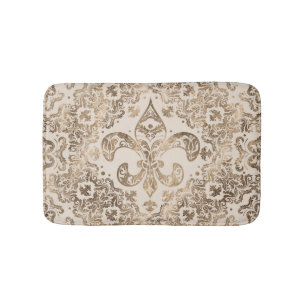 Fleur-de-lis Ornament - pastel guld Badrumsmatta