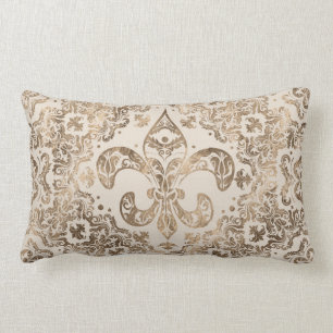 Fleur-de-lis Ornament - pastel guld Lumbarkudde