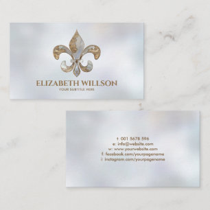 Fleur-de-lis Ornament Pearl och guld Visitkort