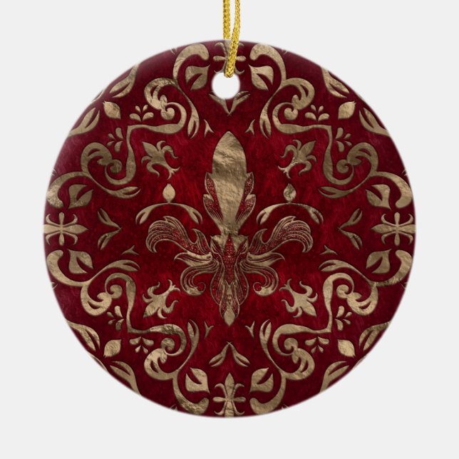 Fleur-de-lis ornament Red och Guld (Framsidan)