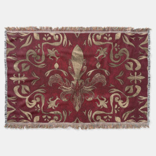 Fleur-de-lis ornament Red och Guld Filt