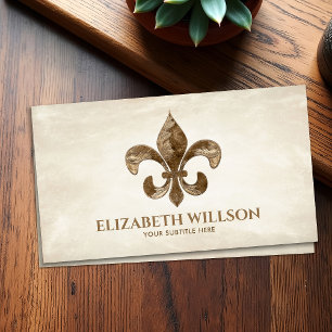 Fleur-de-lis Ornament Vintage Guld Visitkort