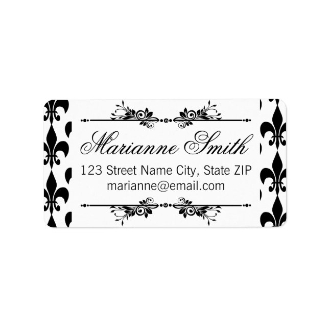 "Fleur-de-lis" Ornate Labels Adressetikett (Framsidan)