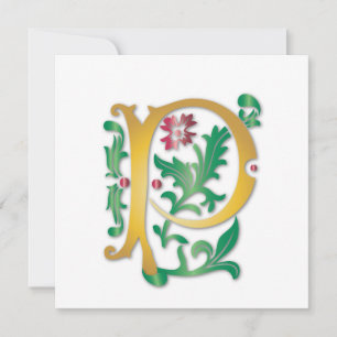 Fleur-de-lis P Monogram Inbjudningar