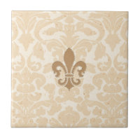 Fleur de Lis på beige damast