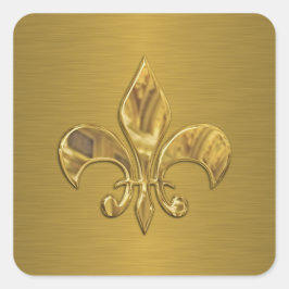 Fleur de Lis på Guld-bakgrunden Fyrkantigt Klistermärke