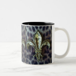 Fleur de lis på Leopardmuggen Två-Tonad Mugg