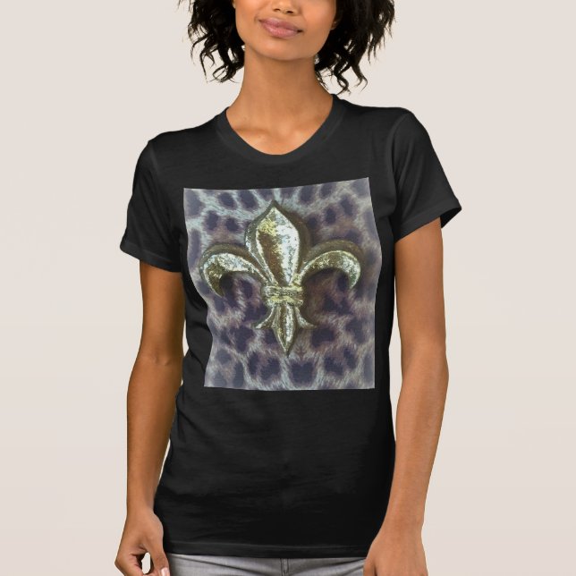 FLEUR DE LIS PÅ LEOPARDTRYCK TEE SHIRT (Framsida)
