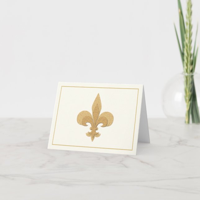 Fleur-de-Lis på ljus kräm- färg noterar kortet Kort (Framsida)